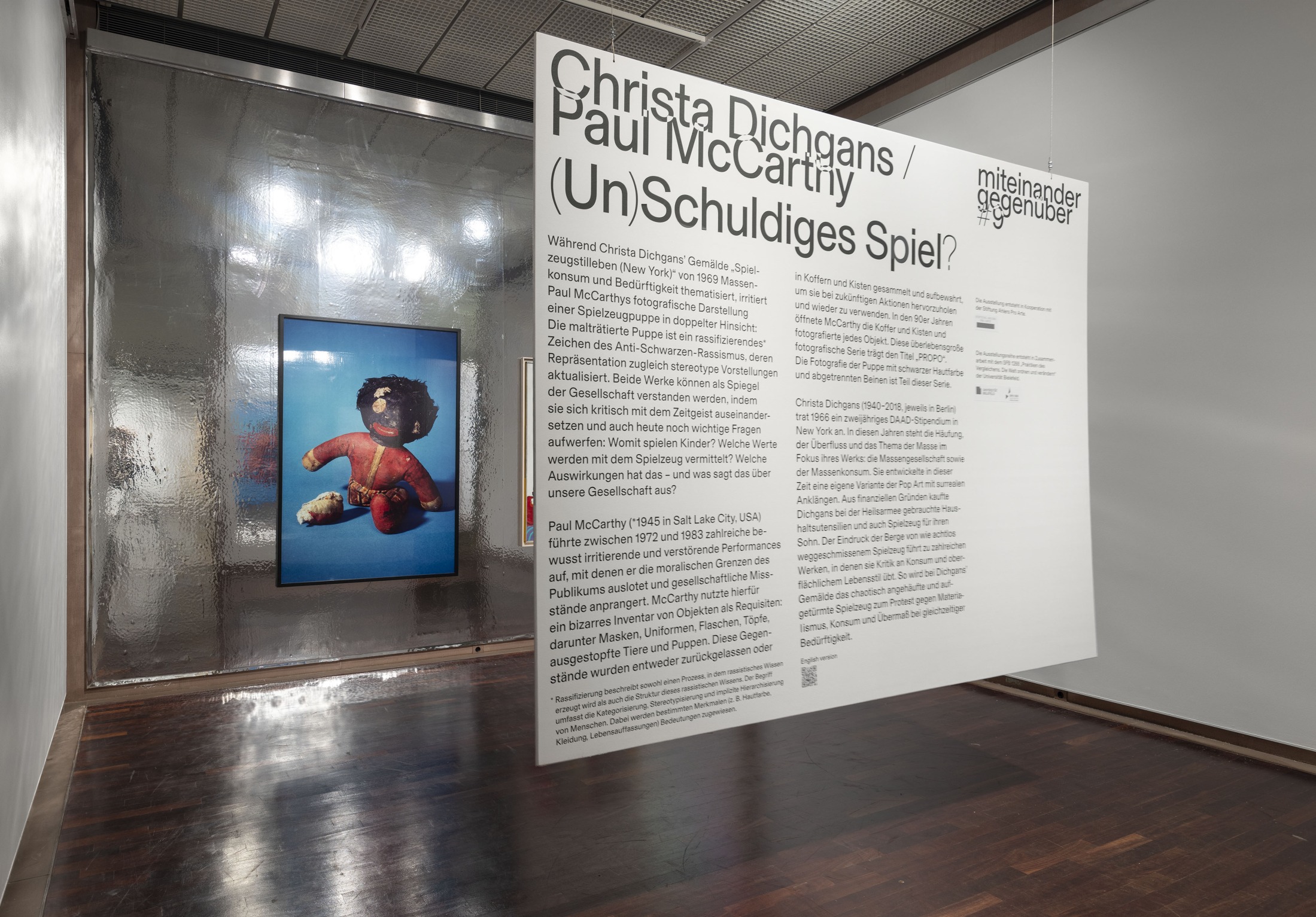 Installation view: Christa Dichgans | Paul McCarthy: (Un)Schuldiges Spiel? Miteinander gegenüber #9, Kunsthalle Bielefeld, 2023, photo: Philipp Ottendörfer