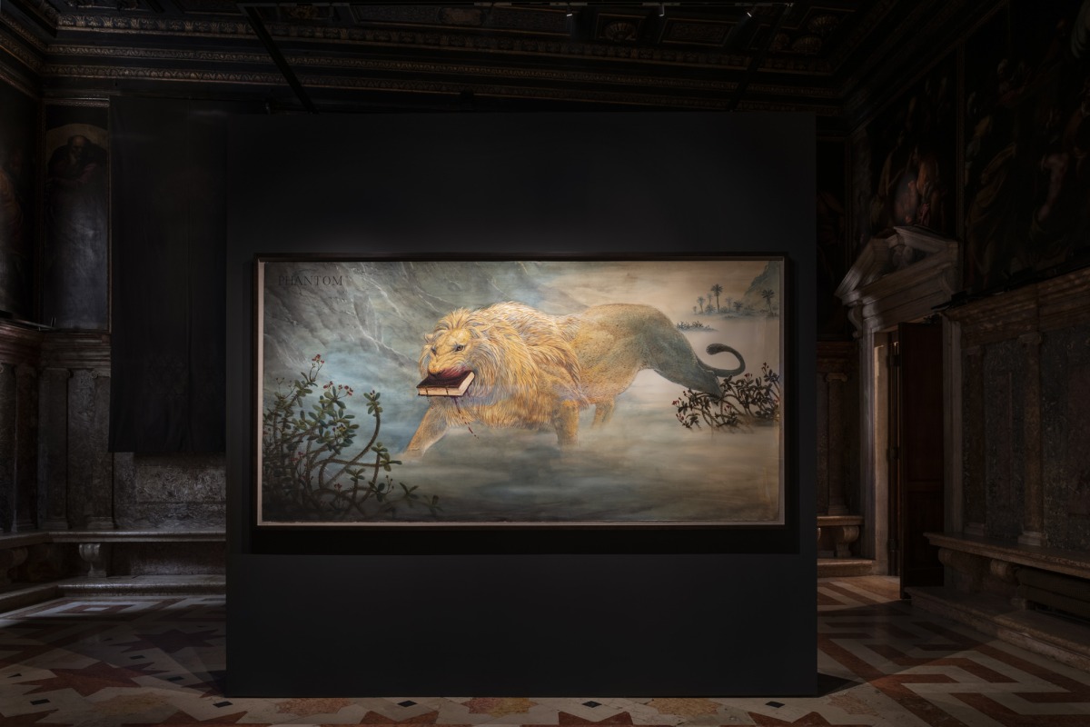 Installation view: Lion of God, Ateneo Veneto, Venice, 2024, courtesy of the artist and Kasmin, New York, photo: Ginevra Formentini