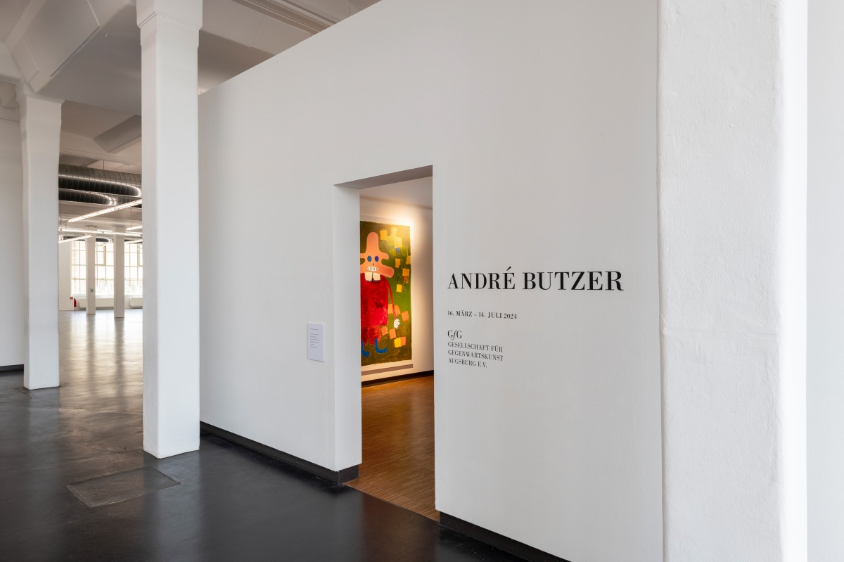 Installation view: André Butzer, GfG Gesellschaft für Gegenwartskunst, Augsburg, 2024, photo: Andreas Brücklmair, courtesy of Augsburg und GfG Gesellschaft für Gegenwartskunst e. V. Augsburg, 2024